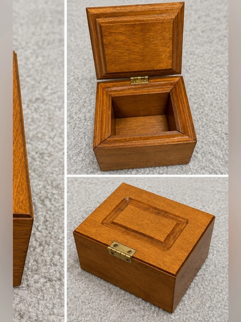 Vintage Solid Wood Keepsake Box with Hinged Lid – Small Storage Chest